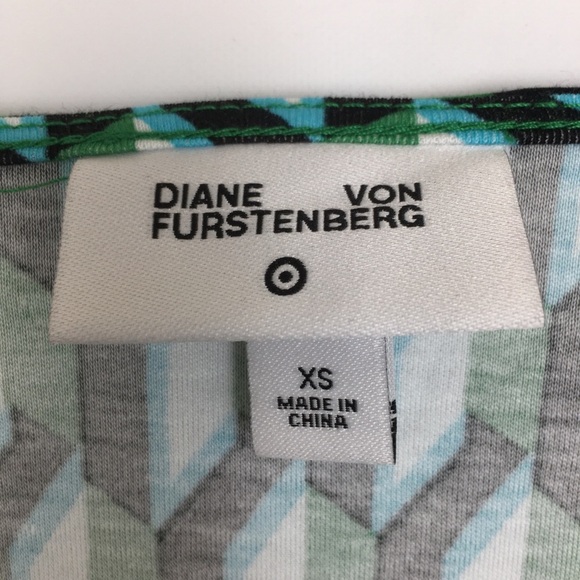 Diane Von Furstenberg x Target Wrap Dress Women’s XS Blue Green White Geometric - Picture 12 of 16